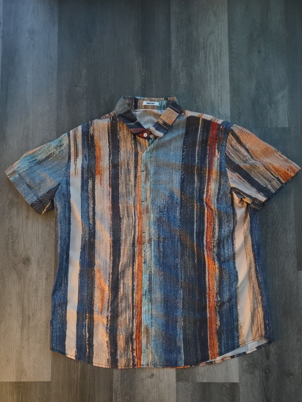 COOFANDY Men's Short Sleeve Button Down Shirt XL Multi-Color Striped